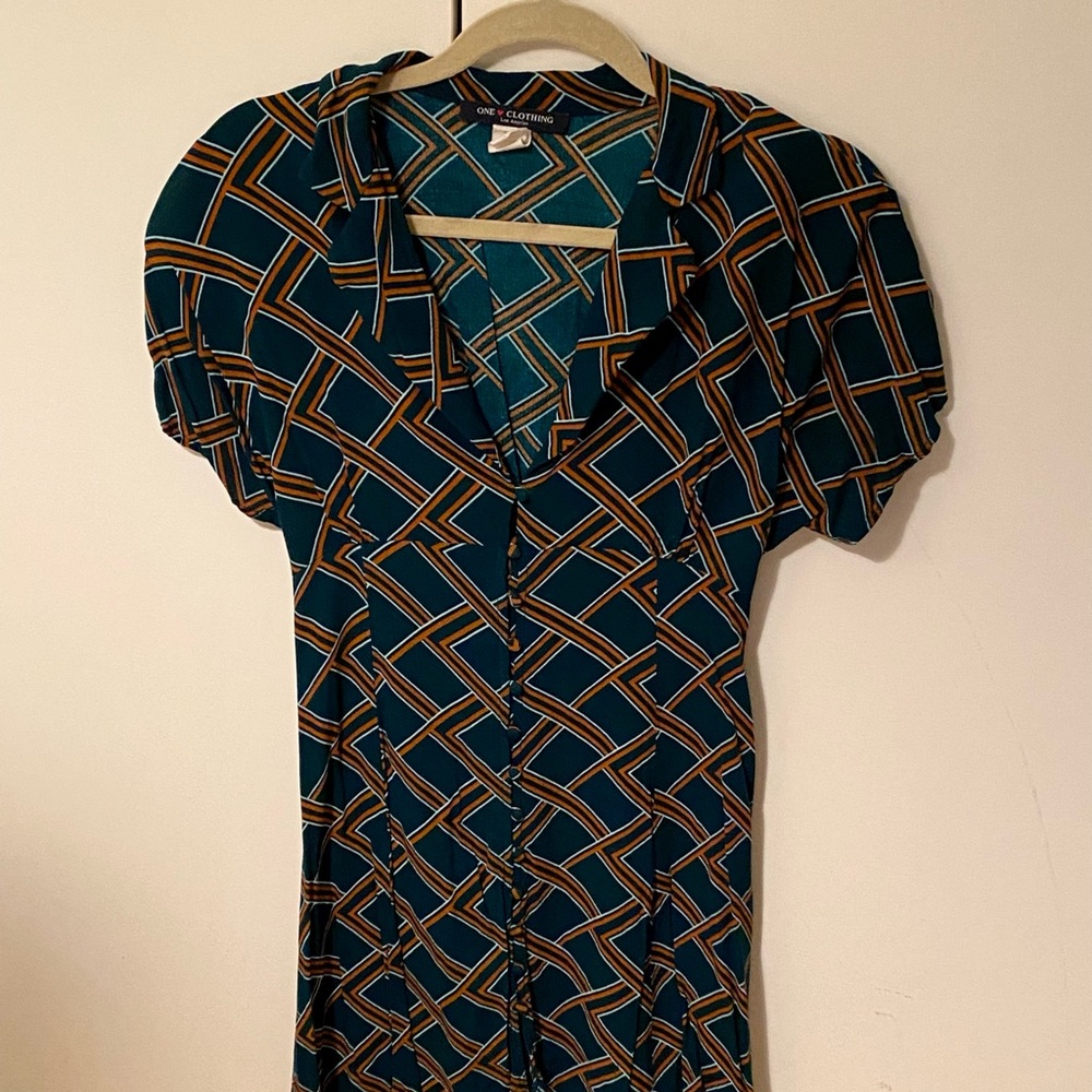 One Clothing chevron green dress. Size small